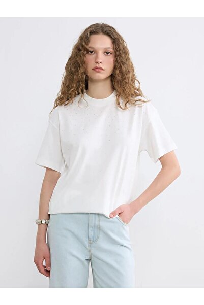 LC Waikiki Γυναικείο T-shirt Crew Neck Πουά τεμαχίων (S6)