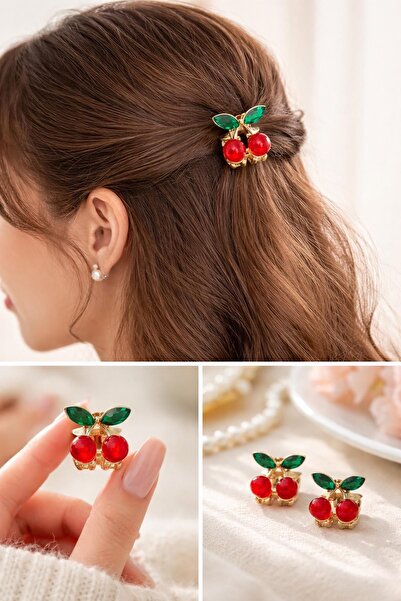 DEMOKAN Жіноча міні-заколка для волосся з вишневою кісточкою, 2 см, імпортна ...