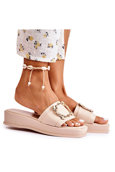 S.BARSKI Papuci de damă din piele la modă, bej, Adaline 41