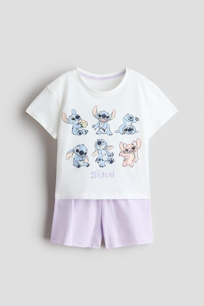 H&M Pamuklu ve Baskılı Pijama Takımı