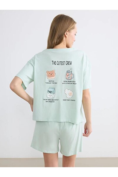 LC Waikiki Жіночий піжамний комплект із шортами та круглим вирізом (S6)