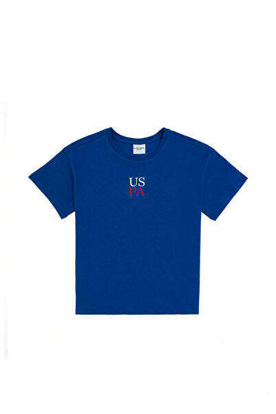 U.S. Polo Assn. Boys' Blue T-Shirt With Round Collar And USPA Print