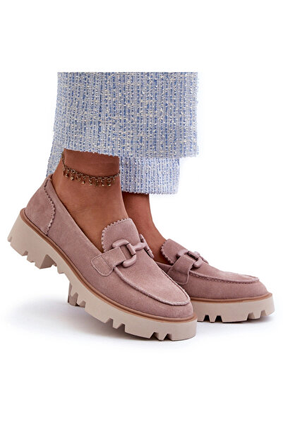 S.BARSKI Women's Beige Suede Moccasins with Ornament D&A TW117 Beige 40