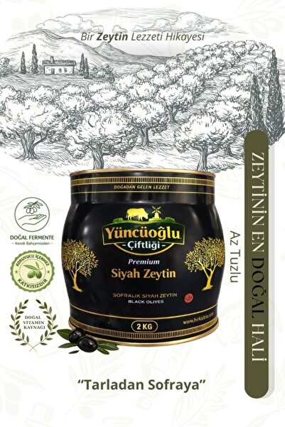 Çiftliği Premium Siyah Zeytin L 2 kg - Kendi Bahçemizden Doğal Ve Katkısız Az Tuzlu