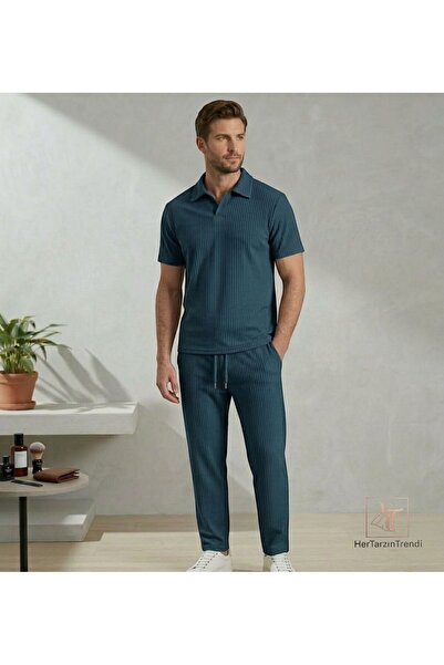 HerTarzınTrendi Ottoman Patched Polo Collar T-Shirt and Baggy Sweatpants - %1...
