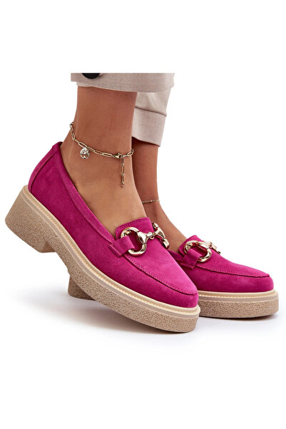 Zazoo 3429 Suede Women's Moccasins with Decoration Fuchsia 36