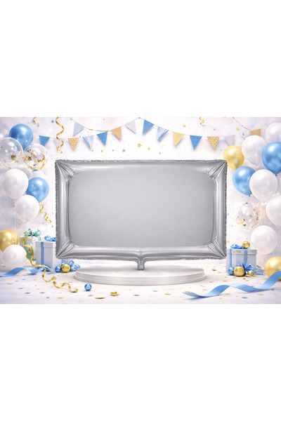 Happyewent Gray Rectangular Frame Foil Balloon – Flat Fill Design