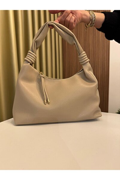 MU&ME BOUTİQUE Bag Soft with Ruched Detail Leather Sleeves Bag Si