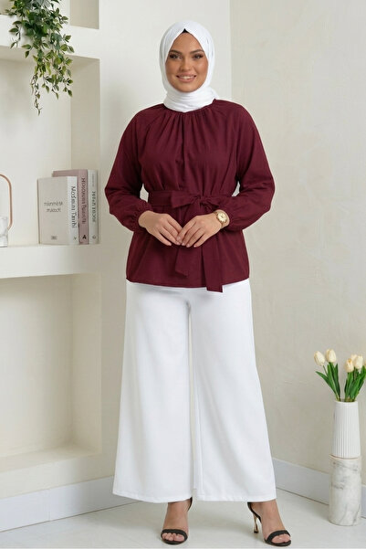 CNG MODA Сорочка з поясом і збірками на рукавах