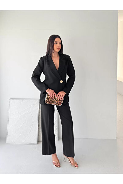 Coşkun GİYİM Women's Gold Button Dabıl Jacket Black 4615