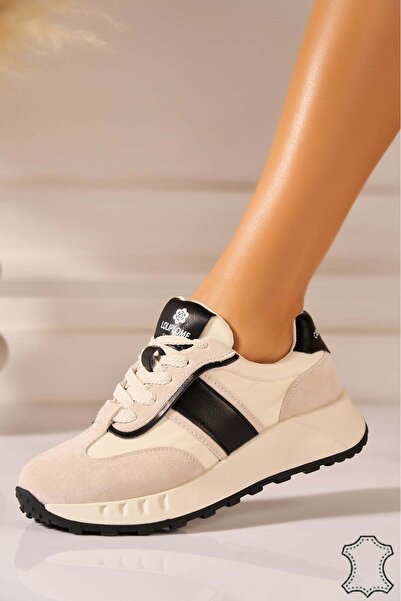 Joana Sneakerși de sport bej din piele piele întoarsă Evantys 41