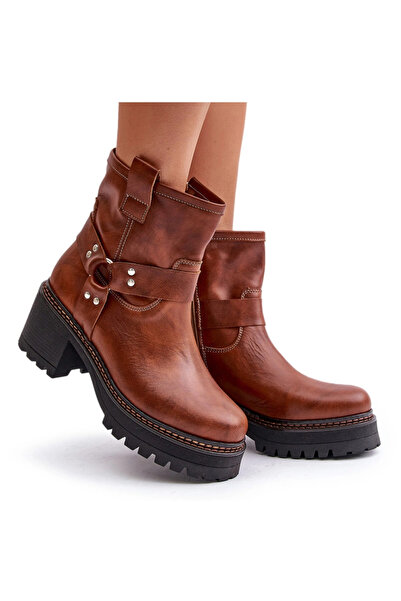 BOTO Ghete de damă din piele cu fermoar, maro, Lewski 3435 36