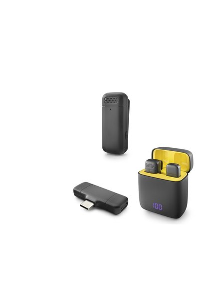 ForWhat Black Typec Wireless Lavalier Microphone for Office Home Office Gift