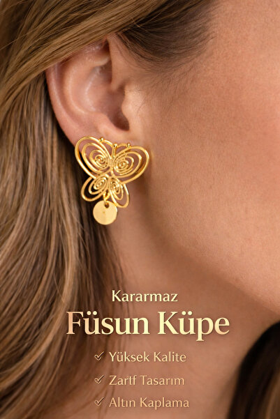 Nutly Accessories Masumiyet Füsun Küpe - Kelebek Küpesi - VIP Kaplama Kararma...