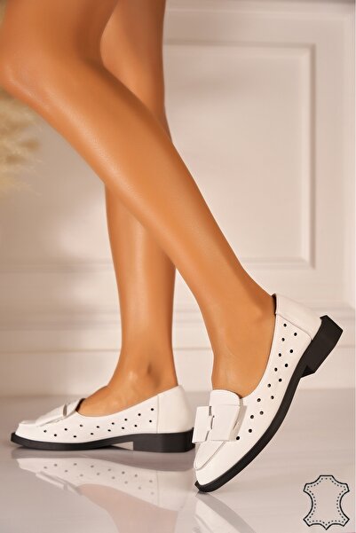 Joana Loafers albi din piele naturală pentru femei Jeidy