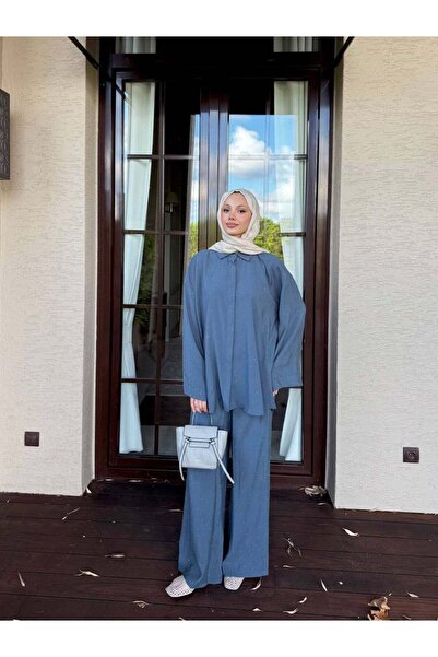 Miraydın Butik Women's Stone Detailed Pants Set M41411 - Indigo