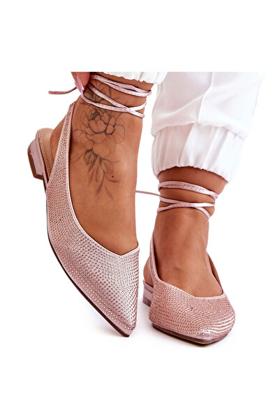 BOTO Balerine cu strasuri și legături bej Mavis 41