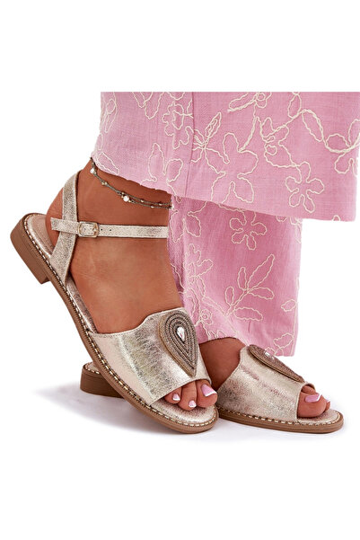 S.BARSKI Sandale plate pentru femei cu decorațiuni KV51-098 Auriu 37