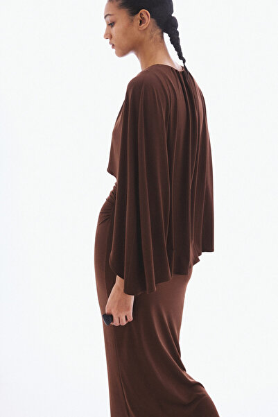 H&M Pelerin Detaylı ve Drapeli Elbise