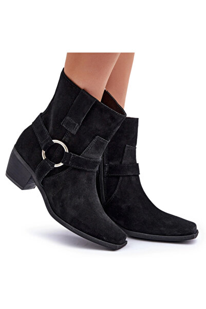 Zazoo Suede Ankle Boots With Heel Black 3444/2 40