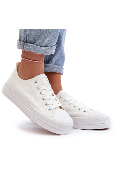 Evento Women's White Fabric Sneakers Staneva 36
