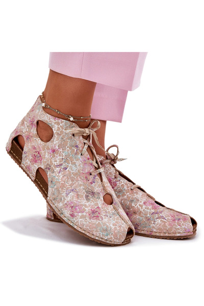 maciejka Ghete din piele cu model 03426-48 Bej 37