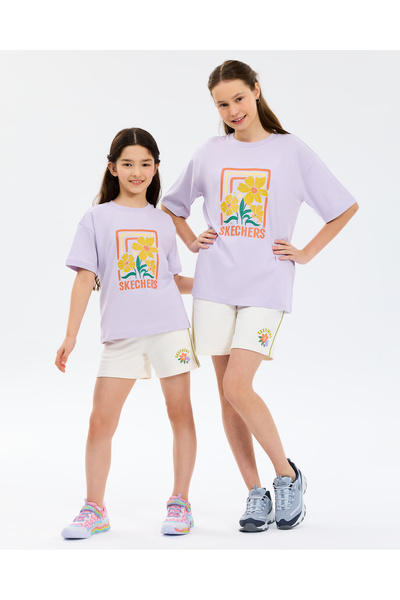 SKECHERS G Graphic Tee Oversize T-Shirt Büyük Kız Çocuk Lila Tshirt SK2610019...