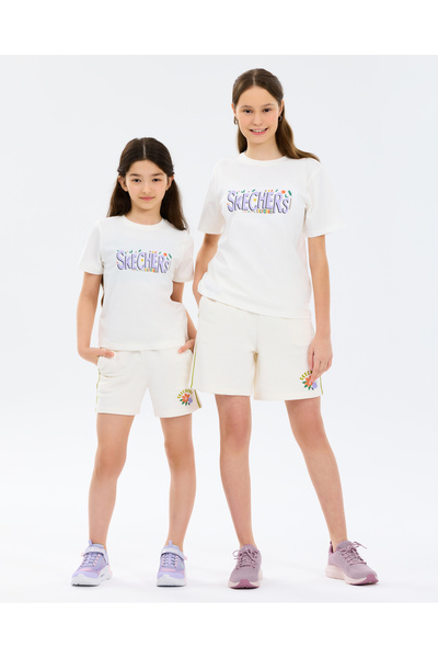 SKECHERS G Graphic Tee Regular T-Shirt Büyük Kız Çocuk Beyaz Tshirt SK2610023...