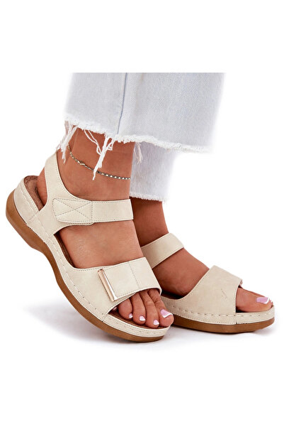 Evento Comfortable women's sandals with Velcro gold Iphiope 41