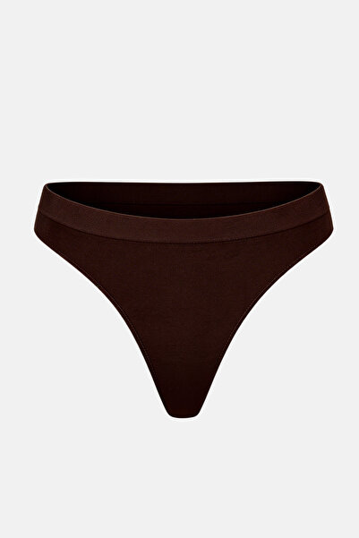 SESEH 3 Pieces Brown Stitch-Free Seamless Second Skin Feel Thong