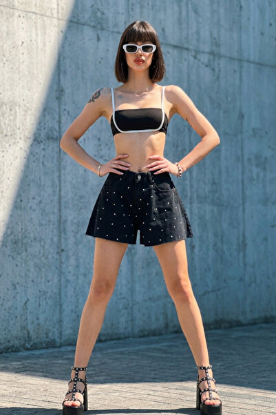 New Now Women's Crop Bustier with Rope Straps and Adjustable Back Strip Detai...