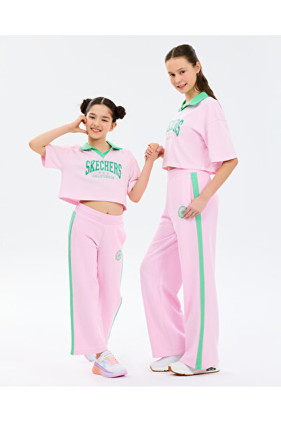 SKECHERS G Graphic Tee Polo T-Shirt Büyük Kız Çocuk Açık Pembe Tshirt SK26100...