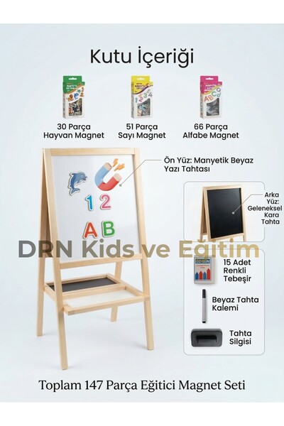 DRNKİDSVEEĞİTİM drn kidsve eğitim,manyetik çift taraflı yazı tahtası 147 parç...