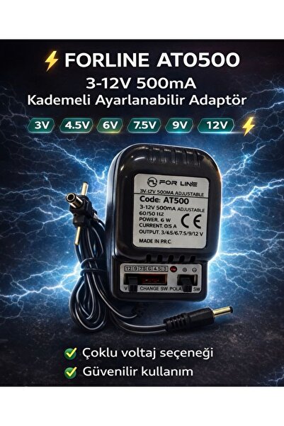 ATAELEKTRONİK Adjustable step-down adapter transformer 3-12 volt 500ma 0.5a (...