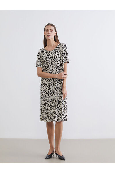 LC Waikiki Peak New Season Crew Neck Patterned Dress