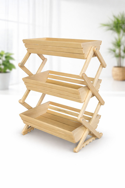 Ersöz ahşap Ayarlanabilir Çok Amaçlı ahşap sepet/ Sebzelik