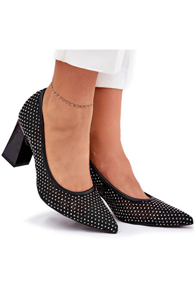 Vinceza Embellished Mesh Pumps On A Heel Black 62211 36