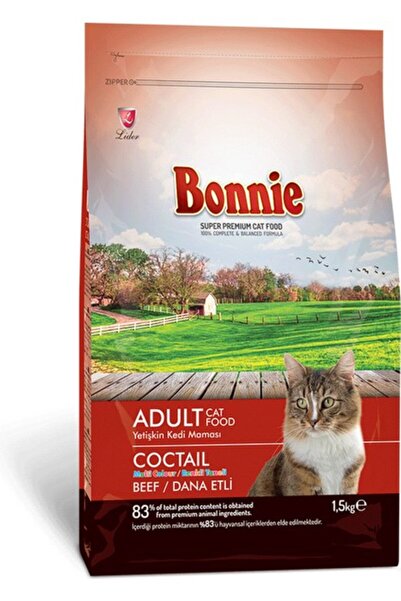 Bonnie Renkli Taneli Dana Etli Yetişkin Kedi Maması 1,5 Kg
