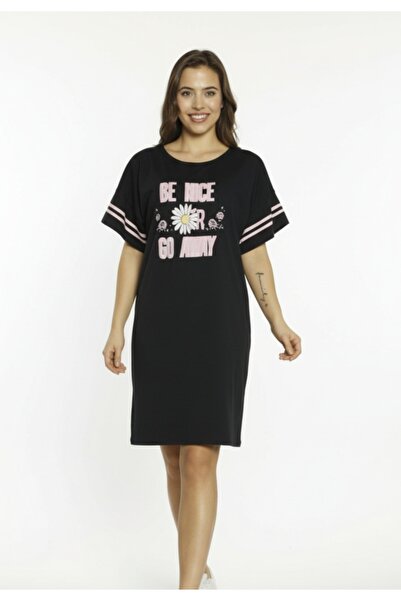 BOYRAZ Women's casual dress with Short-Sleeved, knee-length, Be Nice print, b...