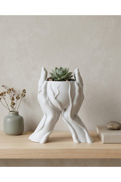 SAYARMARKT Modern Ev Dekoru İçin El Şeklinde 3D Baskı Dekoratif Saksı Vazo