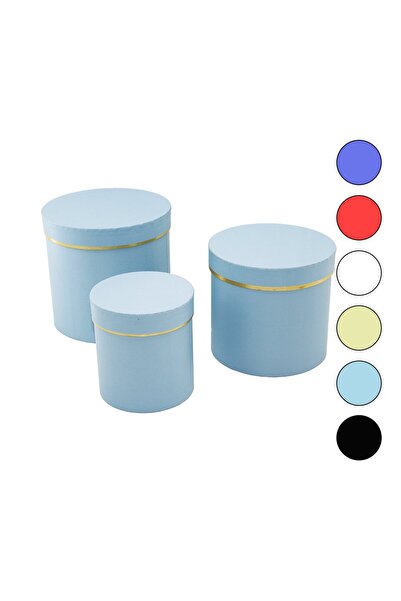 Go İthalat NUEHM 3PCS YUVARLAK MAT RENKLİ - DÜZ RENK KARTON HEDİYE KUTUSU 18-...