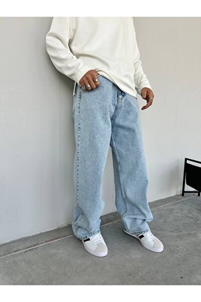 Wonraces Men's Extra Loose Baggy Straight Basic Denim Trousers