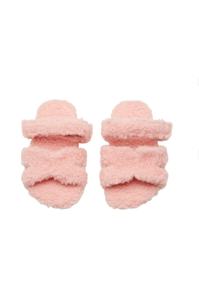 PETIT-ATELlER Women Soft Sherpa Teddy Double Strap Open Toe House Slide Slipp...