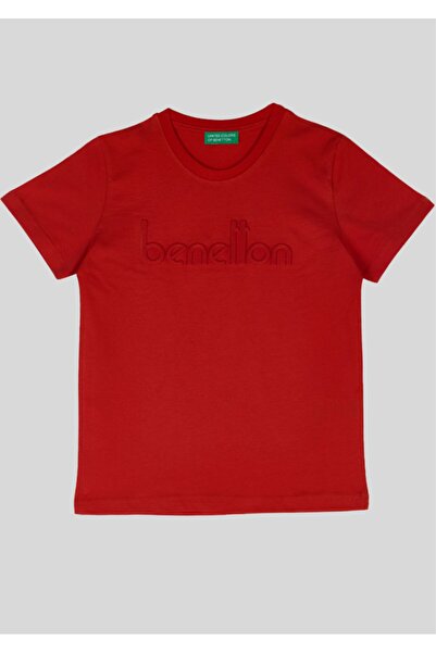 Benetton 100% Cotton Children's T-Shirt with Cotton Red Embossed Logos