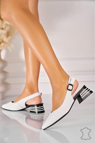 Joana Tymia White Leather Heels 4cm Size 40
