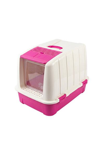 IRAK PLASTİK Elegant Pink Enclosed Privacy Litter House for Cats – Large & Od...