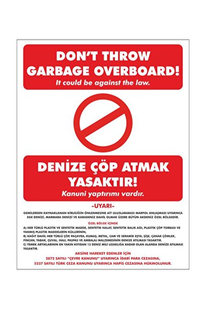 Makri DENİZE Ç.Ö.P ATMAK YASAKTIR TABELASI LEVHASI