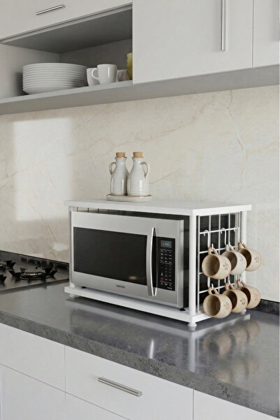 MOONCAPELLA Mikrodalga dolabı Askılı Kahve Makinesi Rafı Tezgah Üstü Kahve Kö...