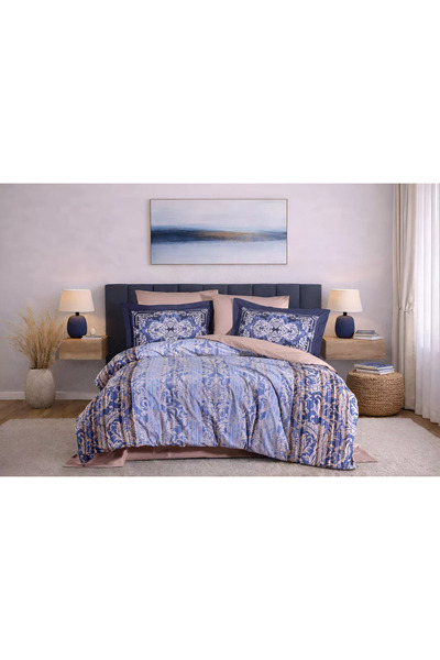 Ethab Ticaret مزدوج قماش بوبلين نيف ألاندرا إنديجو