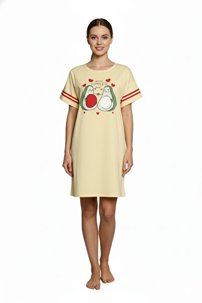 BOYRAZ Women's casual dress with Short-Sleeved, knee-length, yellow